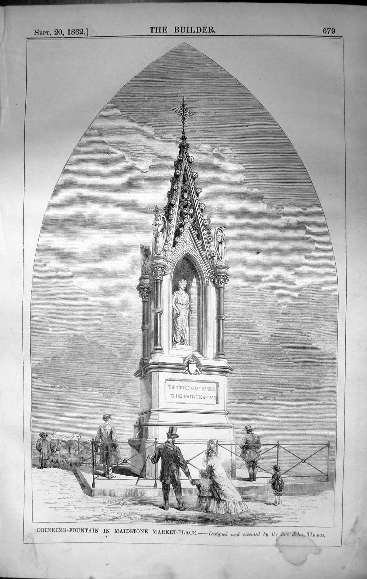 Old Drinking Fountain Maidstone Market Place Thomas Architecture 1862 Victorian