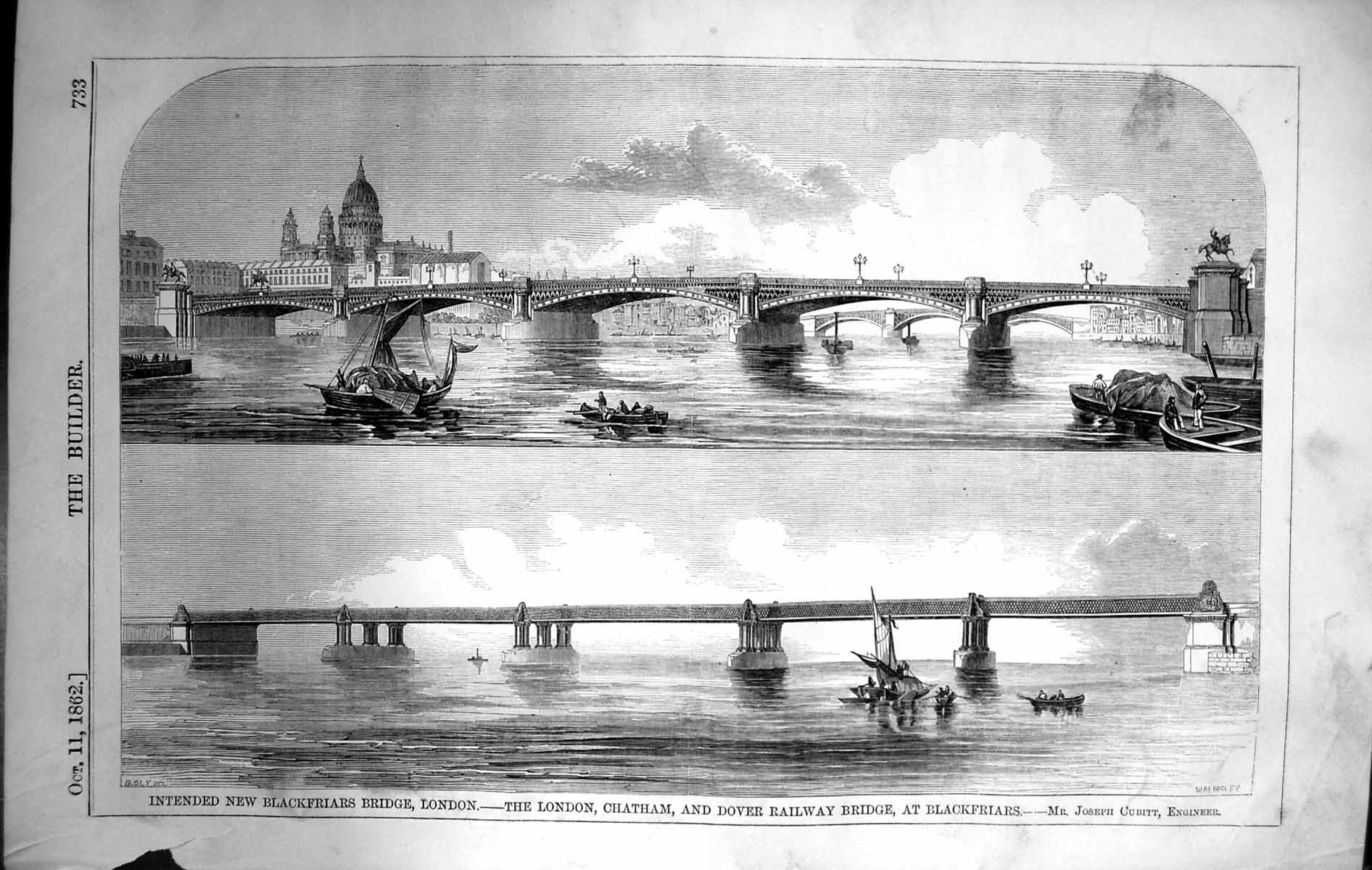 Old Blackfriars Bridge London Chatham Dover Railway Bridge Cubitt 186 Victorian