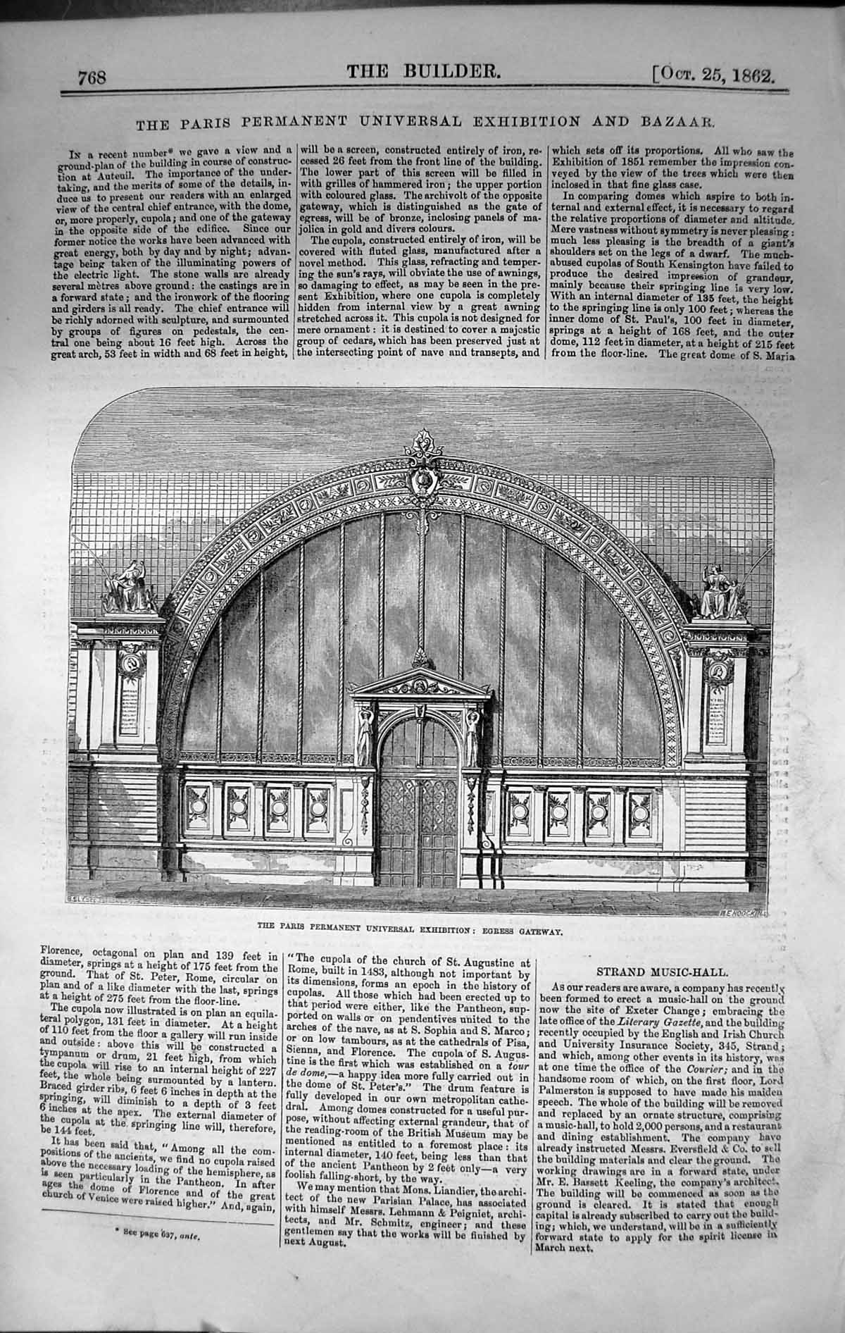 Old Paris Permanent Universal Exhibition Egress Gateway Architecture