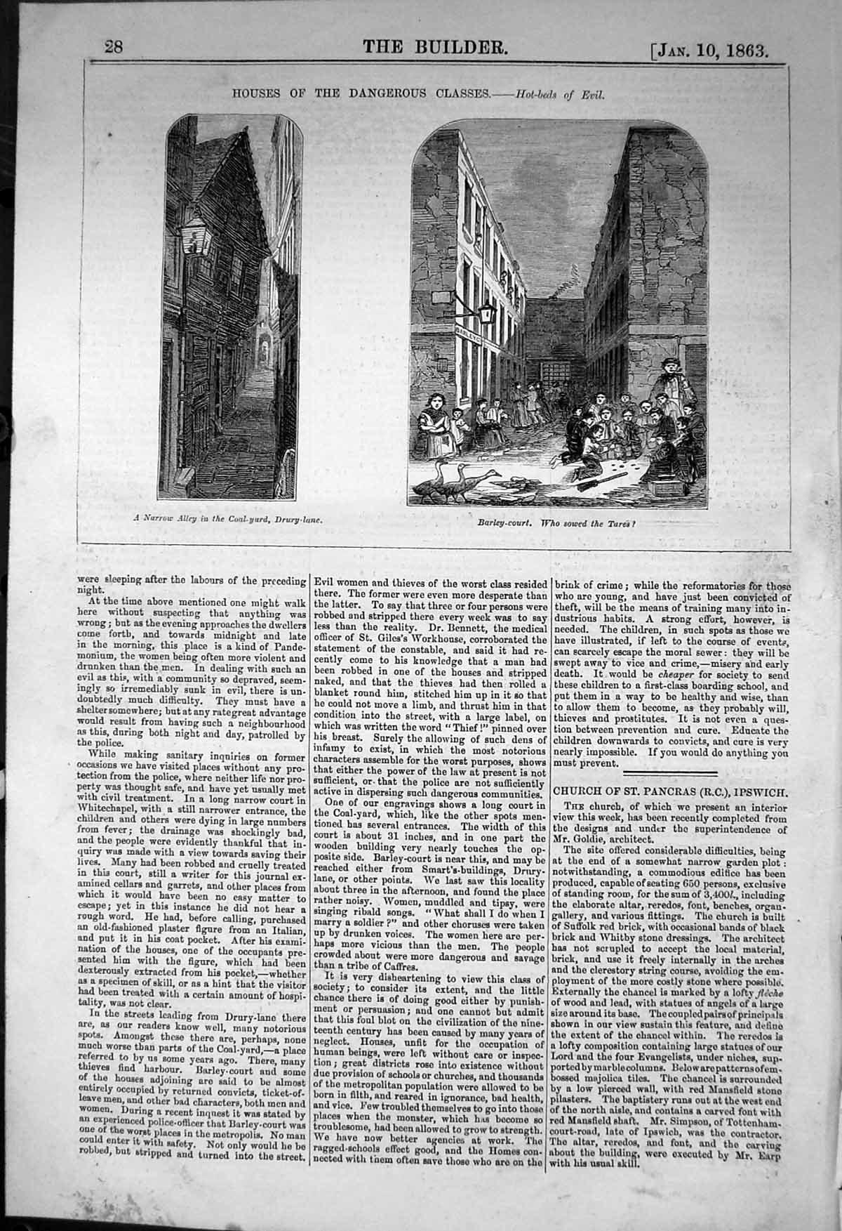 Old Houses Dangrous Classes Drury Lane Barley Court Architecture 1863 Victorian