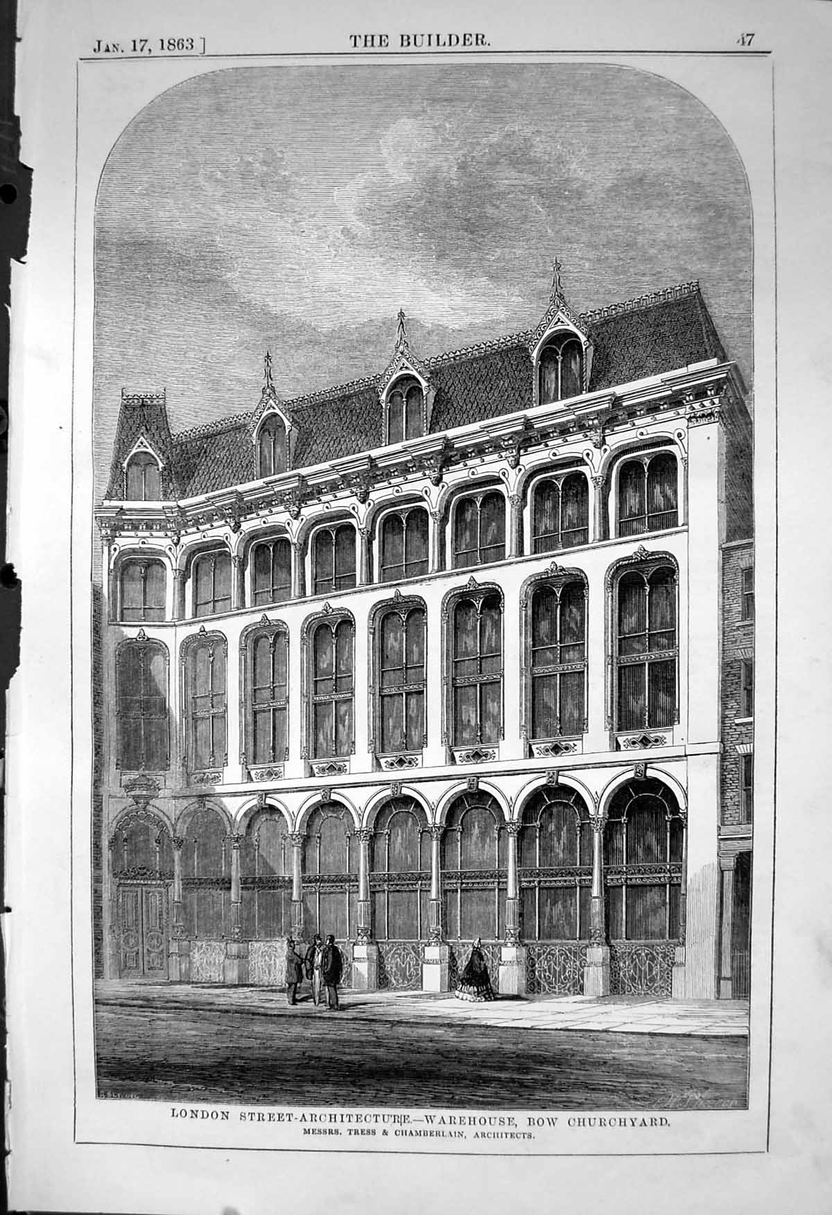 Old London Warehouse Bow Churchyard Tress Chamberlain Architecture 18 19th