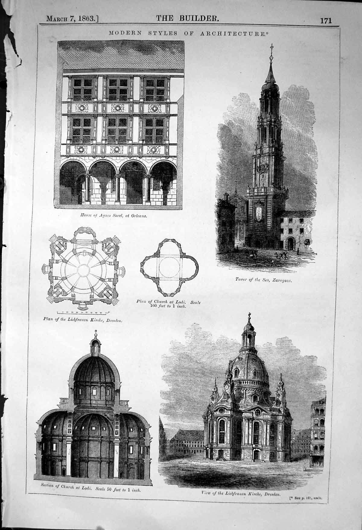 Old Lichfrauen Dresden Church Lodi Tower Orleans Architecture 1863 Bu Victorian