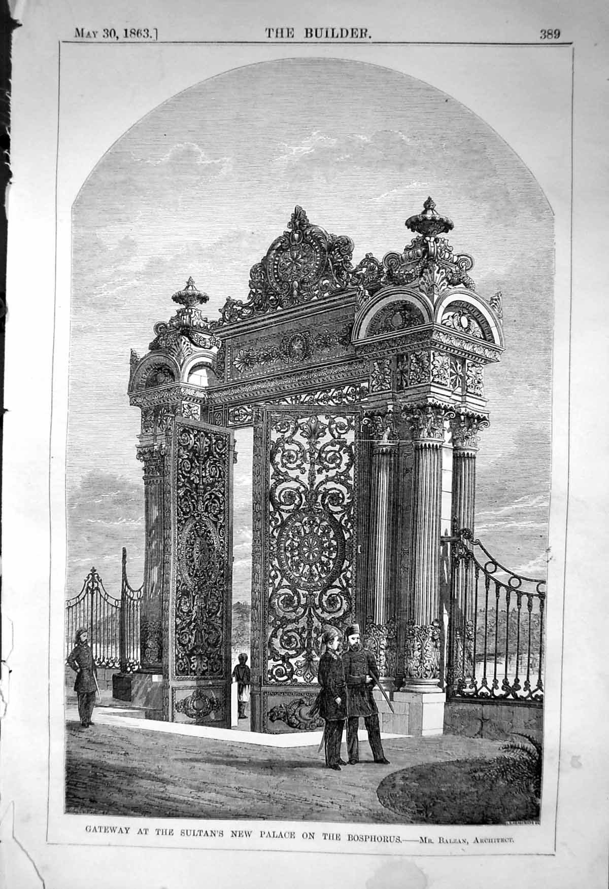Old Gateway Sultan New Palace Bosphorus Balzan Architecture 1863 Buil Victorian