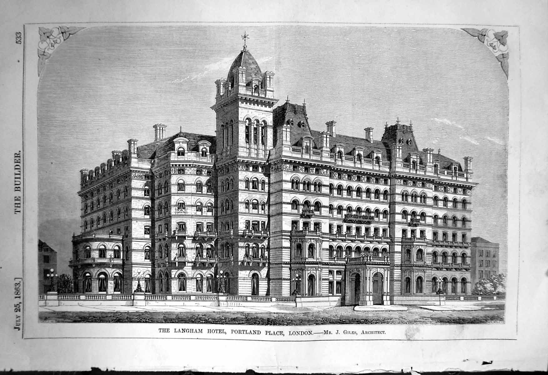Old Langham Hotel Portland Place London Giles Architecture 1863 Build Victorian