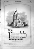 Antique Print St. Cuthbert'S Church Durham Robson Architecture 1863 Builder