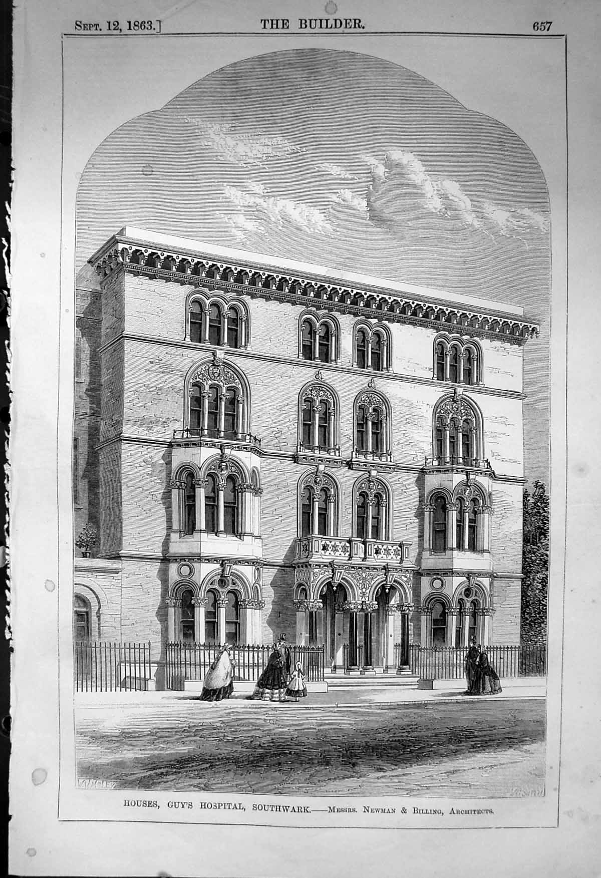 Old Houses Guy'S Hospital Southwark Newman Billing Architecture 1863 Victorian