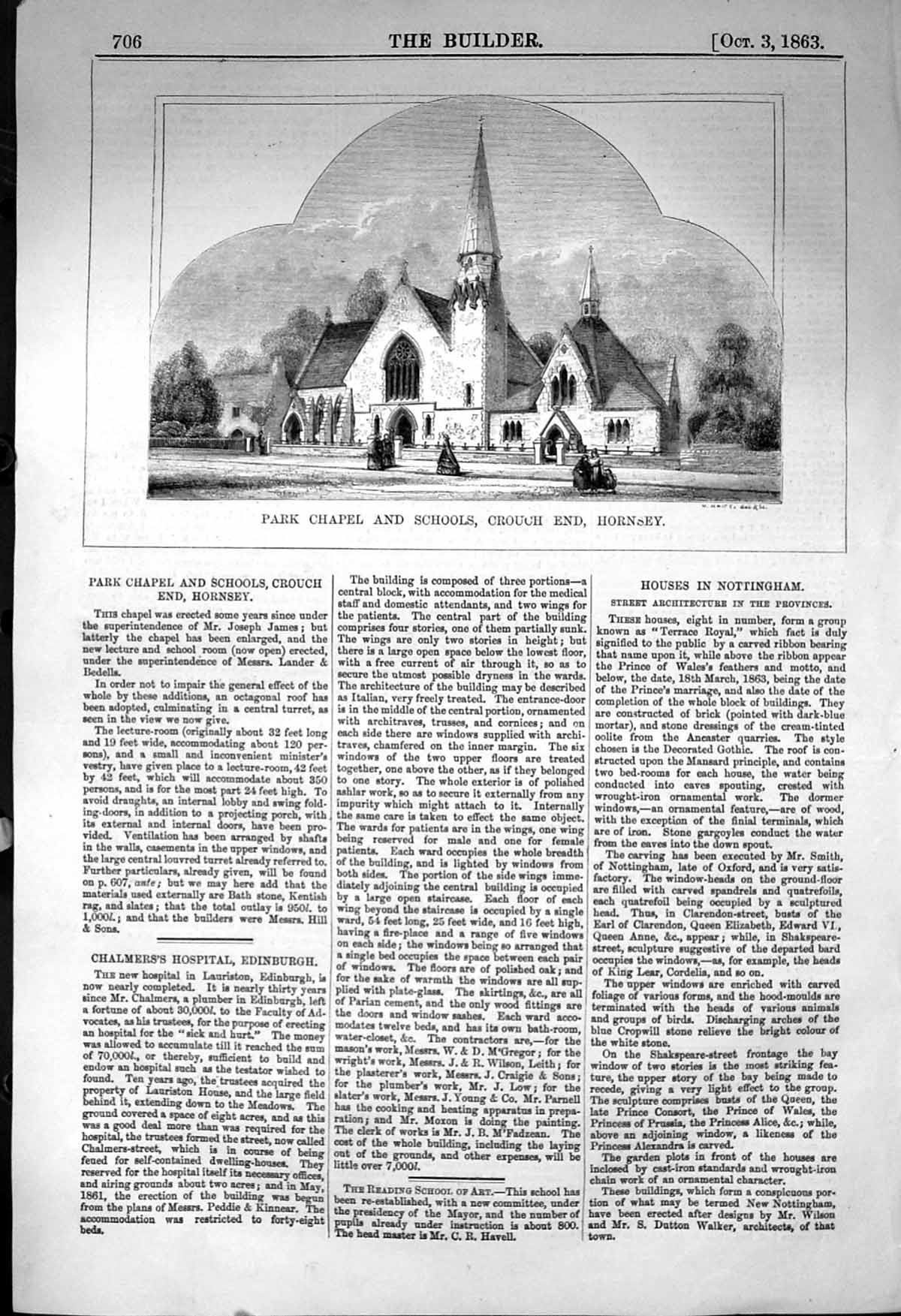 Old Park Chapel Schools Crouch End Hornsey Hill Architecture 1863 Bui Victorian