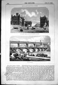 Old Newcastle-Upon-Tyne Railway Station Stephenson Monument 1863 Buil Victorian