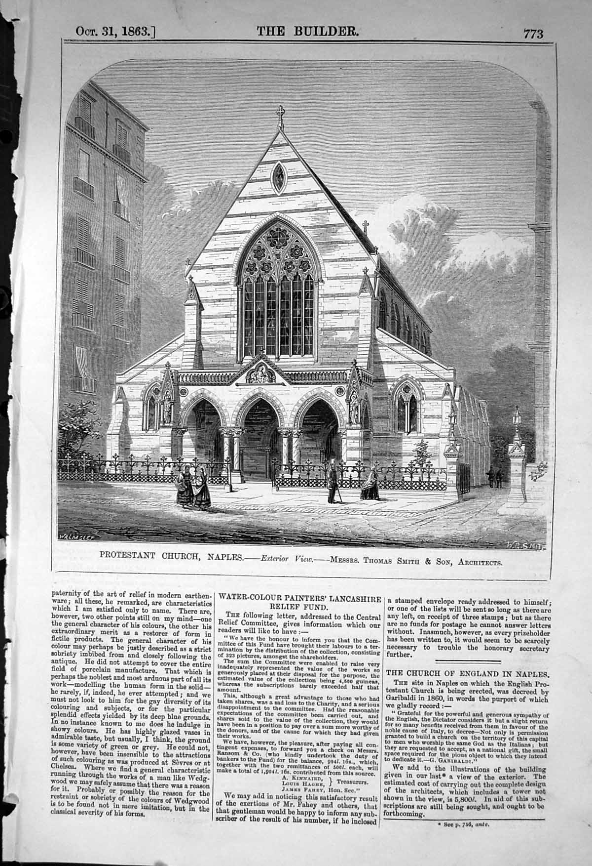 Old Protestant Church Naples Italy Thomas Smith Architecture 1863 Bui Victorian