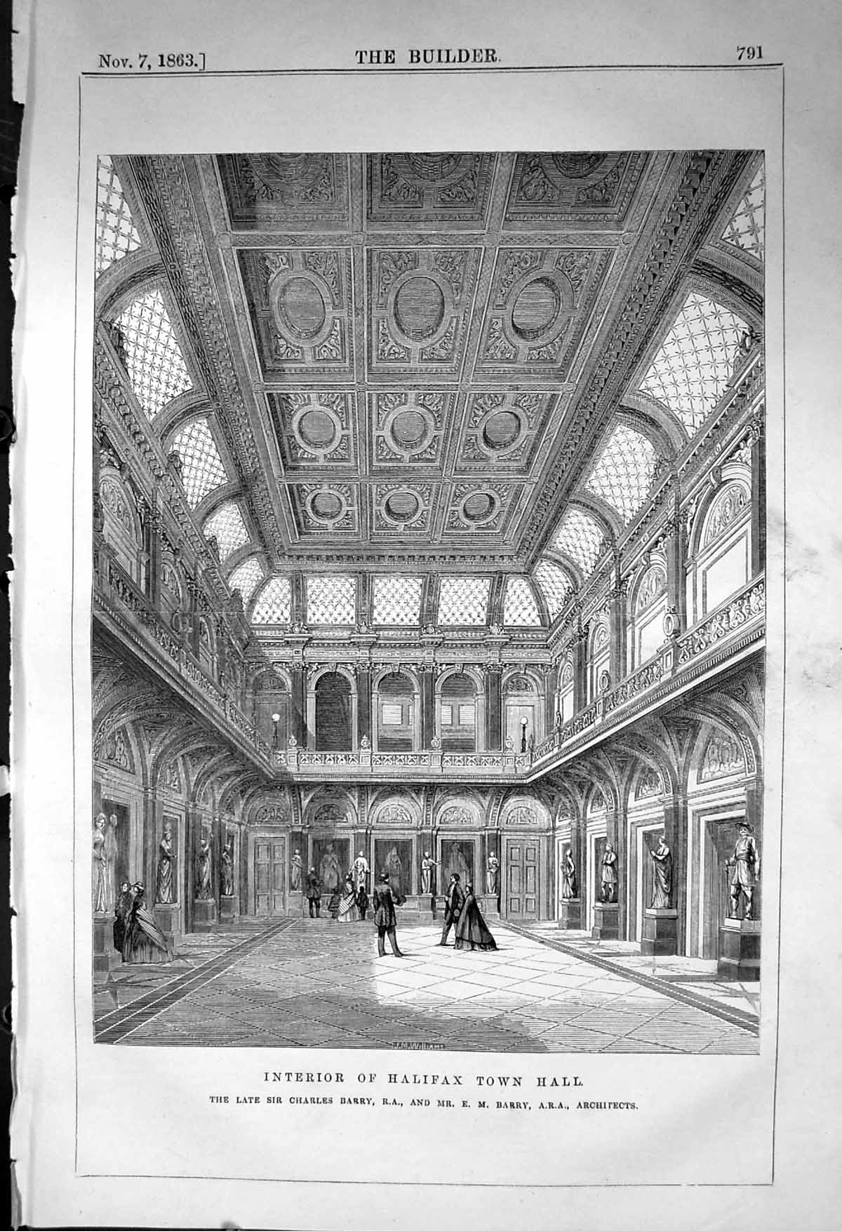 Old Interior Halifax Town Hall Charles Barry Architecture 1863 Builde Victorian
