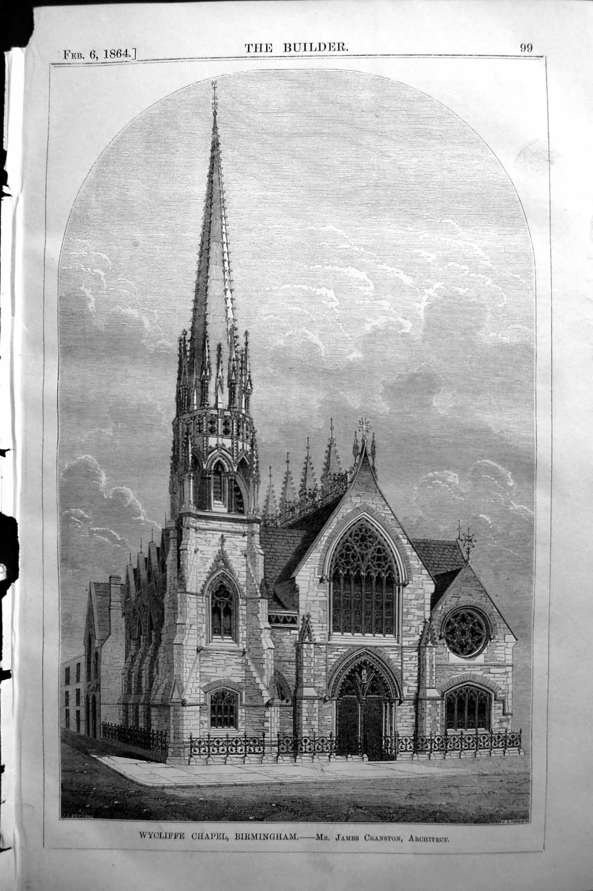 Old Wycliffe Chapel Birmingham James Cranston Architecture 1864 Build Victorian