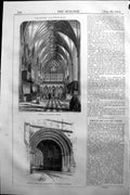 Antique Old Print Bristol Cathedral Choir Gateway College Green 1864 Builder
