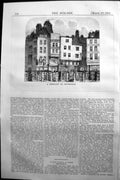 Antique Old Print 1864 Builder Remnant Smithfield Edgerton Building Market 19th