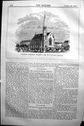 Antique Old Print 1864 Builder Peckham Wesleyan Chapel Poulton Architecture
