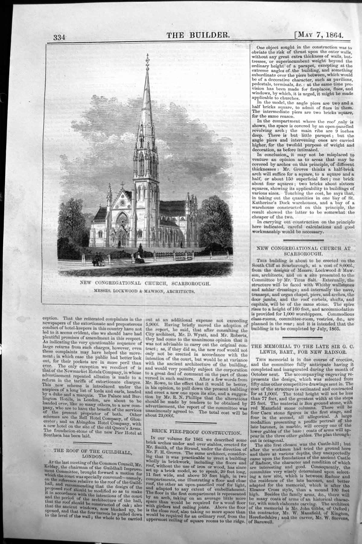 Old 1864 Builder Congregational Church Scarborough Lockwood Mawson Ar Victorian