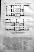 Antique Print 1864 Builder Musuem Albert Memorial Exeter Ground Upper Plan 19th