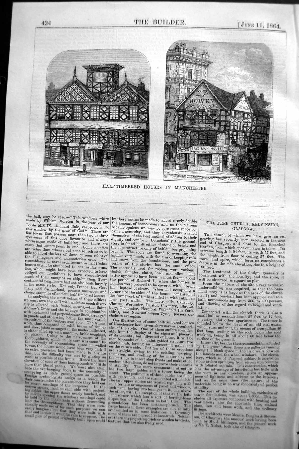 Old 1864 Builder Half Timbered Houses Manchester England Architecture Victorian