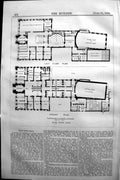 Old 1864 Builder Ground Plan Hull Town Hall Sessions Court Mayor'S Pr Victorian