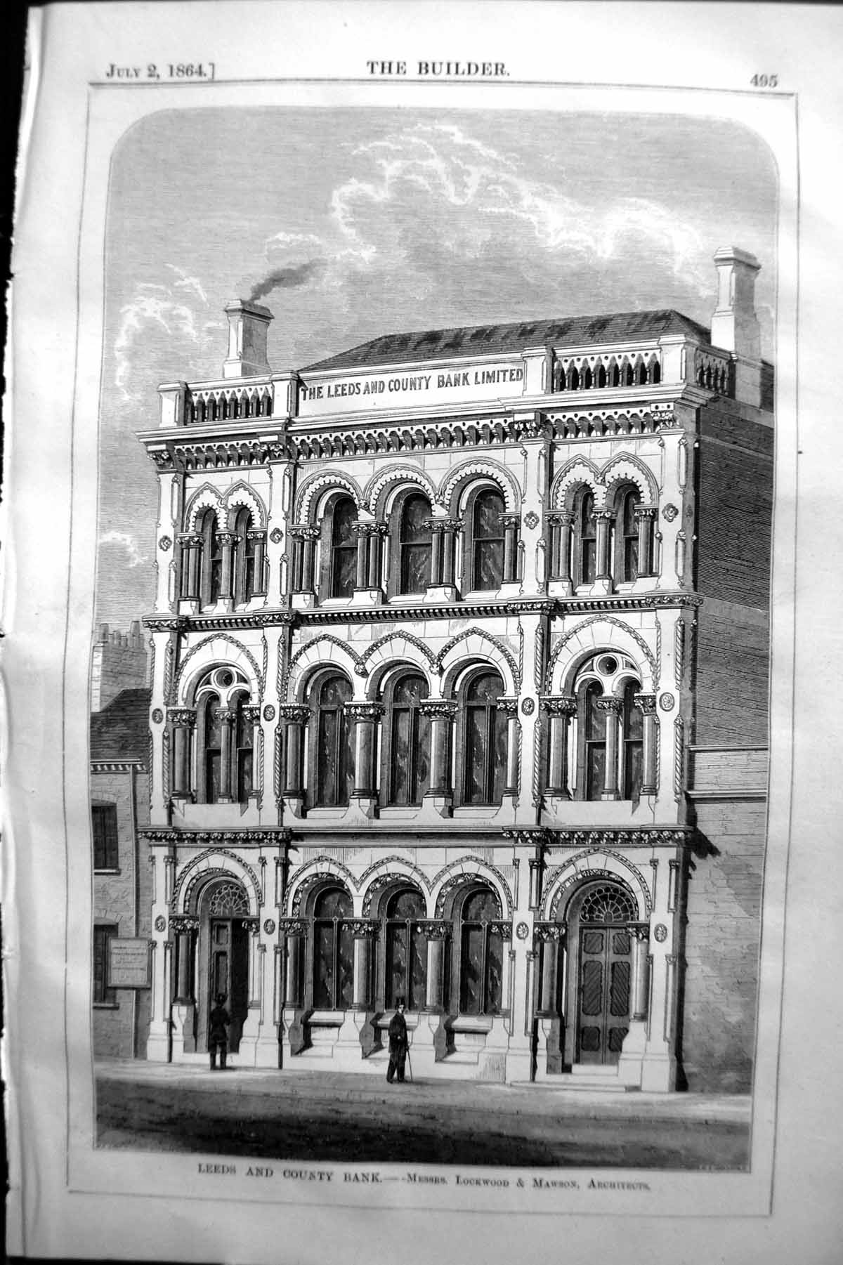 Old 1864 Builder Exterior Leeds County Bank Lockwood Mawson Architect Victorian