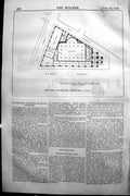 Old Print 1864 Builder Proposed Exchange Bradford Plan Bank Market Street 19th