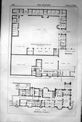 Antique Old Print 1868 Builder Ground Floor Plan Humewood Wicklow Stable Yard