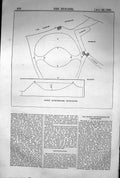 Old Print 1868 Builder Plan Roman Amphitheatre Cirencester Querns Meadow 19th