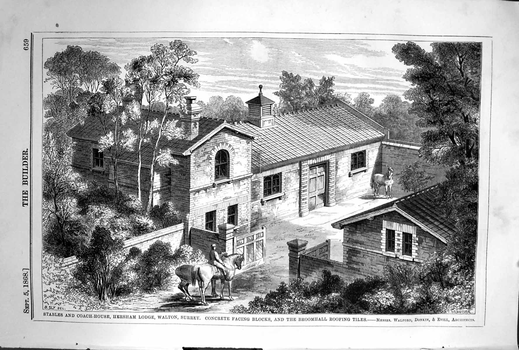 Old 1868 Builder Stables Coach House Heresham Lodge Walton Surrey Bro Victorian