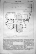 Antique Old Print 1868 Builder Ground Floor Plan Logs Hampstead Burham Bricks
