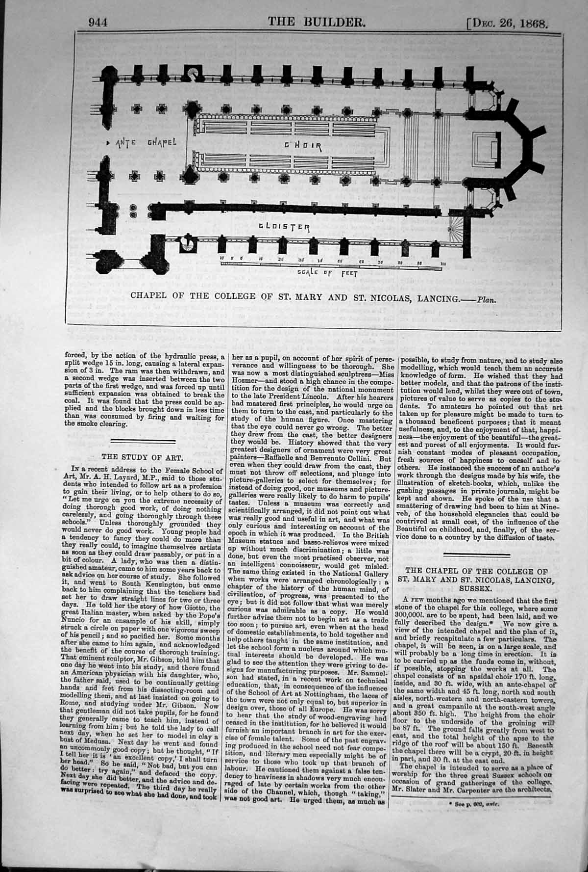 Old 1868 Builder Chapel College St. Mary Nicholas Lancing Ground Floo Victorian