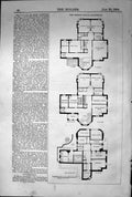 Old Antique Print Plan Harrow School Sanatorium Architecture 1869 Builder 19th