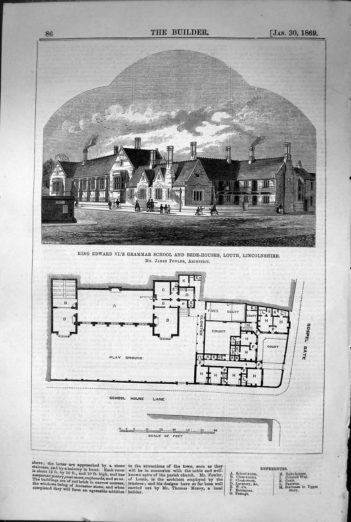 Old King Edward Grammar School Bede-Houses Lincolnshire Fowler Archit