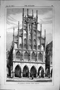 Original Old Antique Print Rathhaus Munster Germany Architecture 1869 Builder