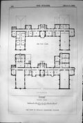 Old Print Plan West England Dissenters College Architecture 1869 Builder 19th