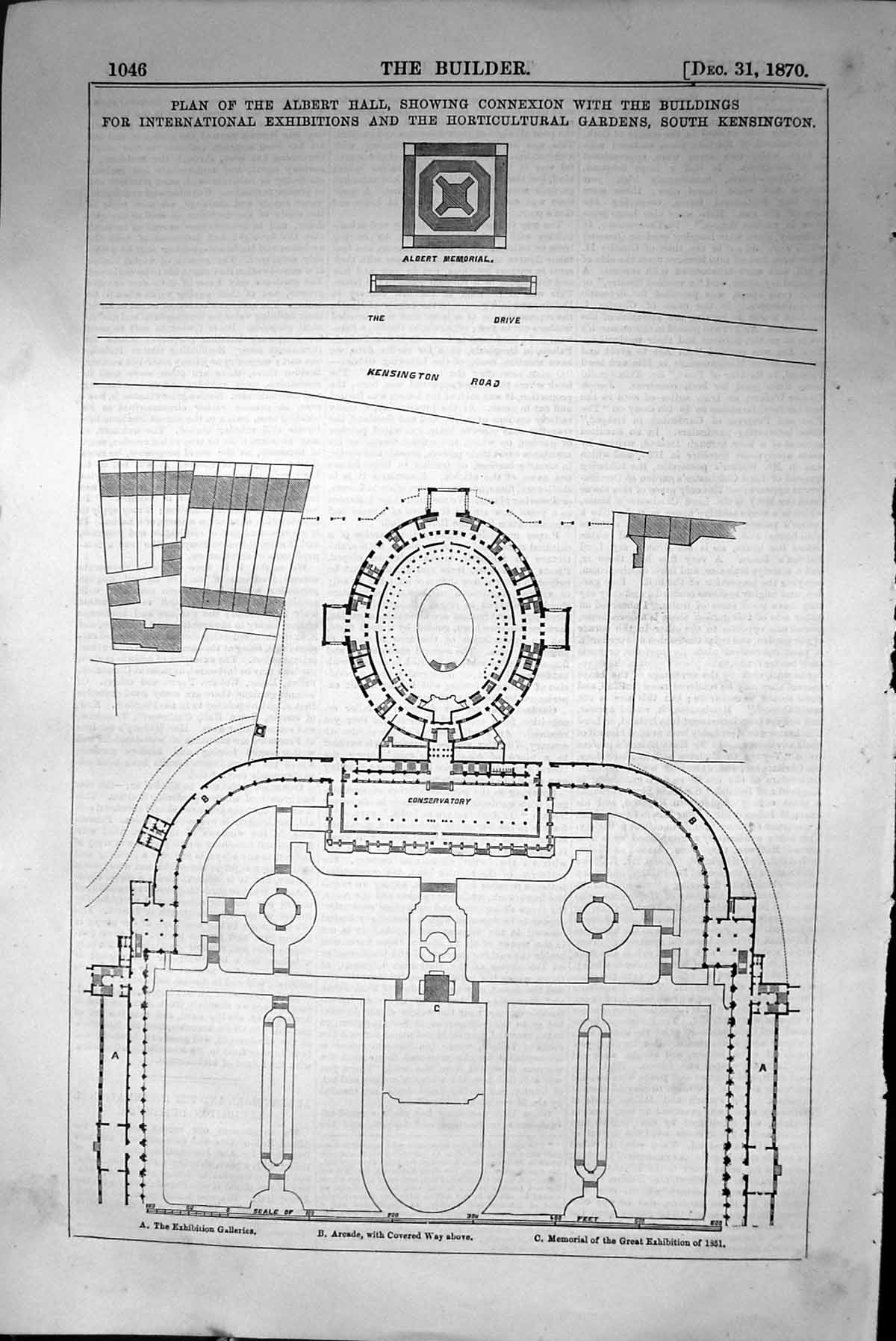 Old Plan Albert Hall International Exhibition Kensington Architecture