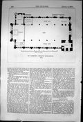 Antique Print Plan St. Patricks Church Dungannon Architecture 1871 Builder 19th