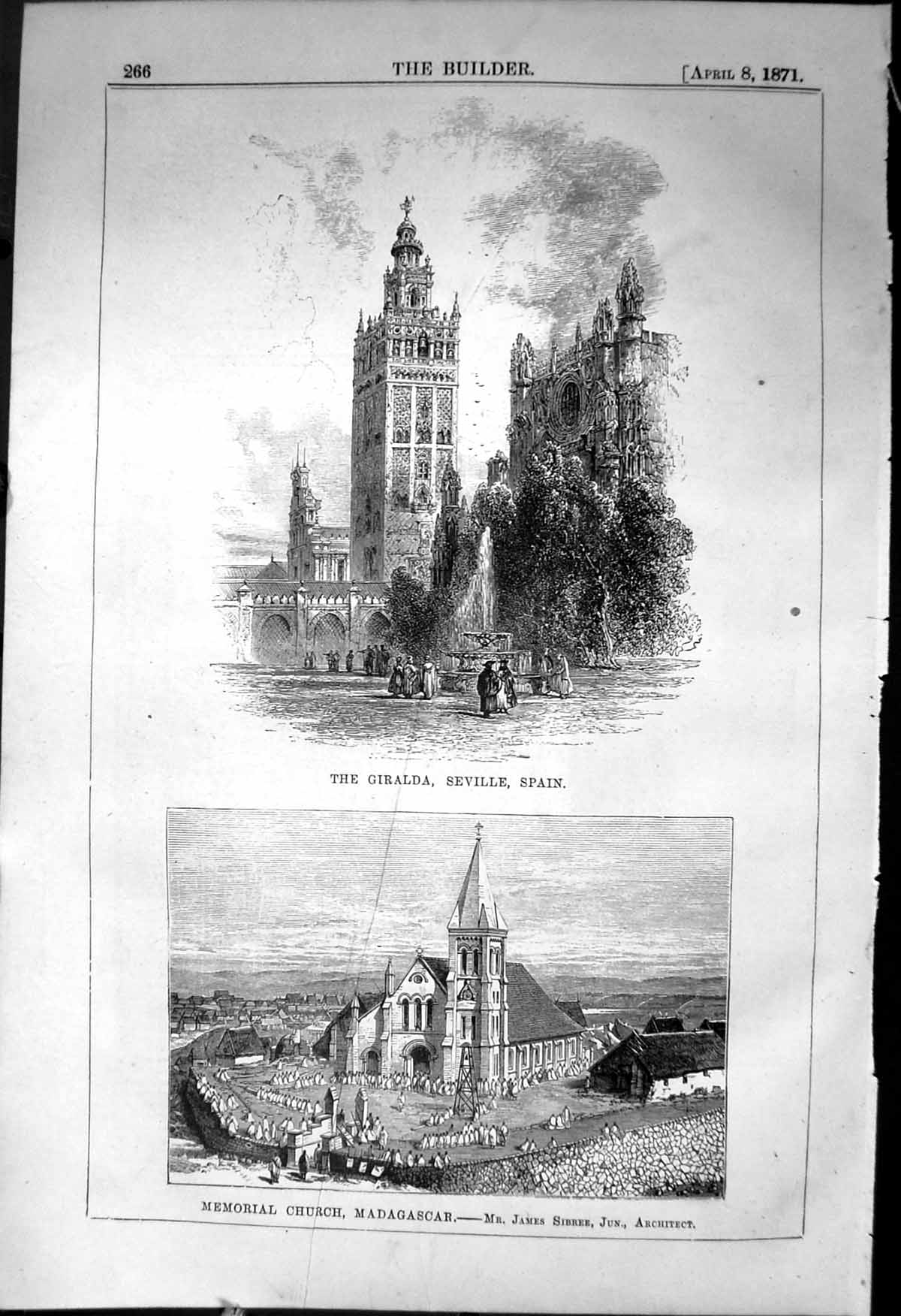 Old Giralda Seville Spain Memorial Church Madagascar Sibree Architect