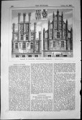 Antique Old Print Gables Munster Westphalia Germany Architecture 1871 Builder