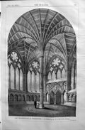 Antique Old Print Chapter House Westminster Scott Architecture 1872 Builder