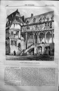 Old Antique Print Exterior Ancient Timber Building Limburg 1872 Builder 19th