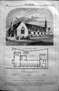 Old 1872 Builder St. Peter'S School Walsall Plan Chamberlain Architec Victorian