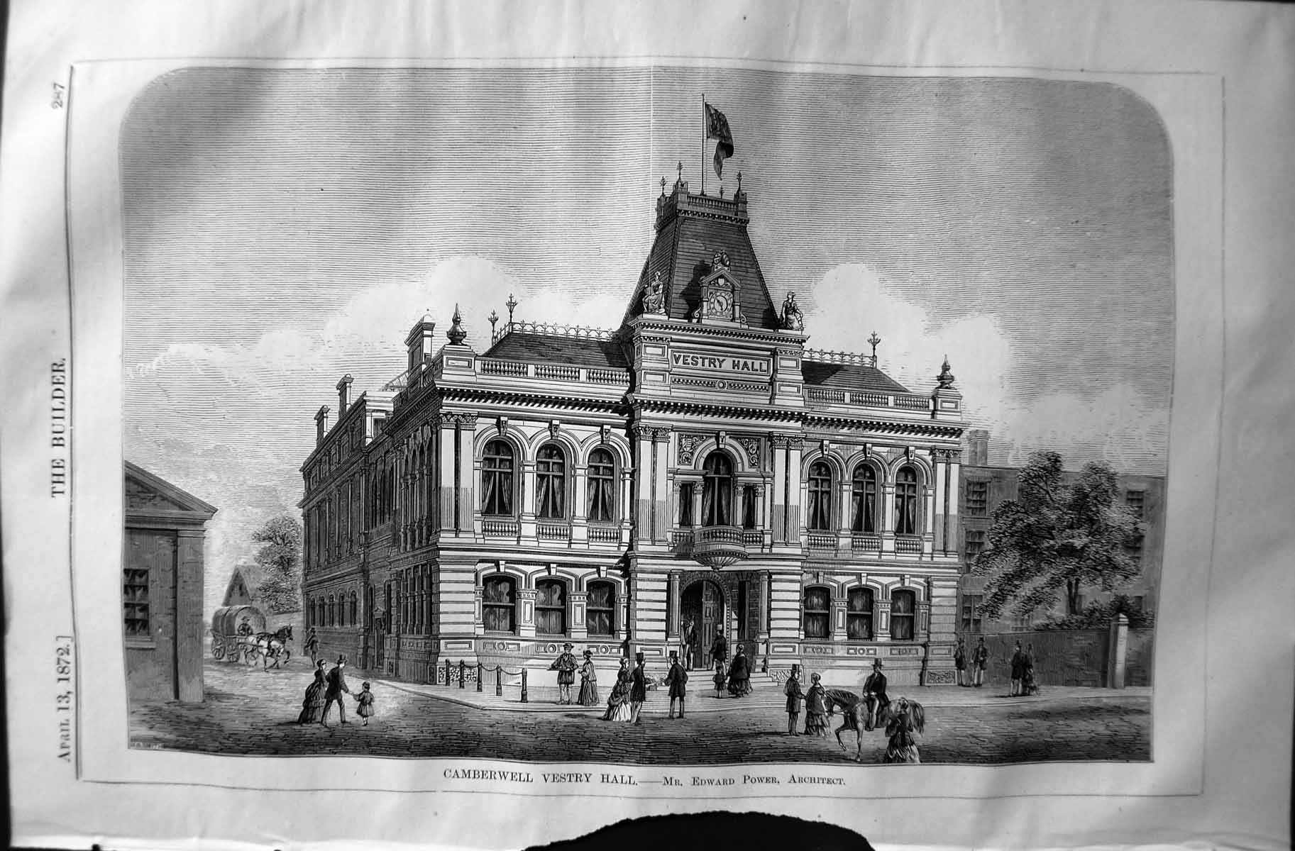 Old 1872 Builder Building Camberwell Vestry Hall Edward Power Archite Victorian