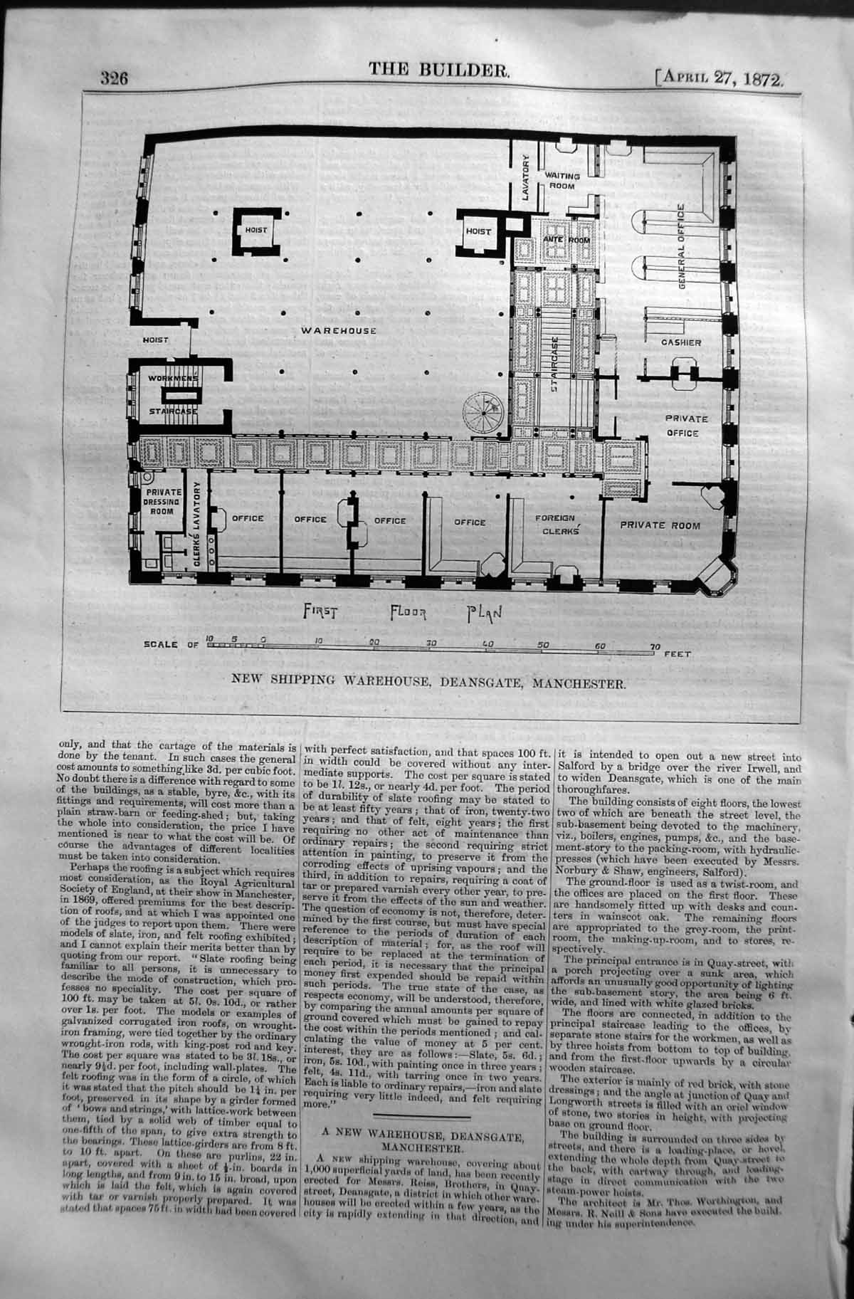 Old First Floor Plan Shipping Warehouse Deansgate Manchester 1872 Bui Victorian