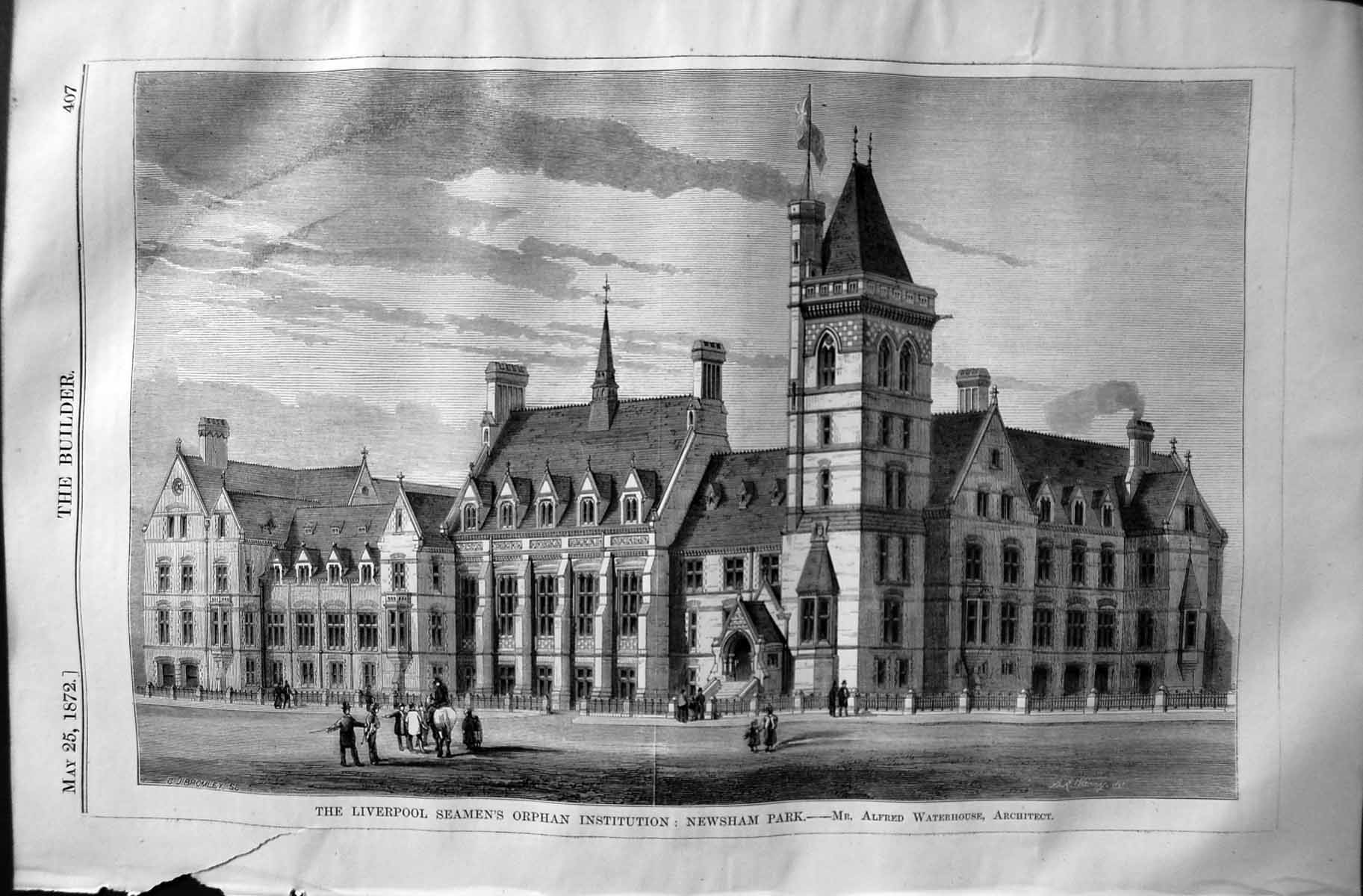Old 1872 Builder Liverpool Seamen'S Orphan Institution Newsham Park W Victorian