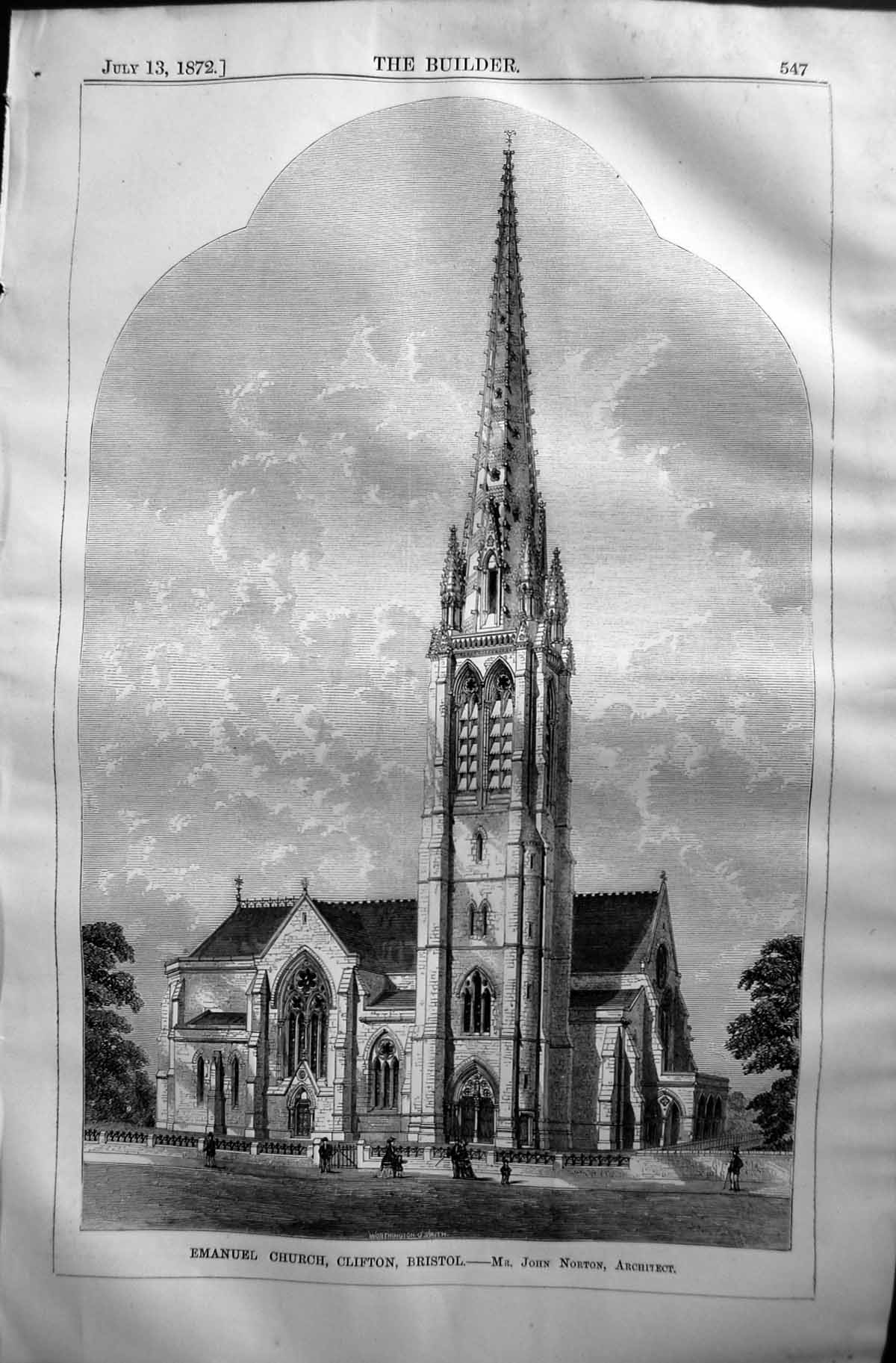 Old 1872 Builder Emanuel Church Clifton Bristol John Norton Architect Victorian