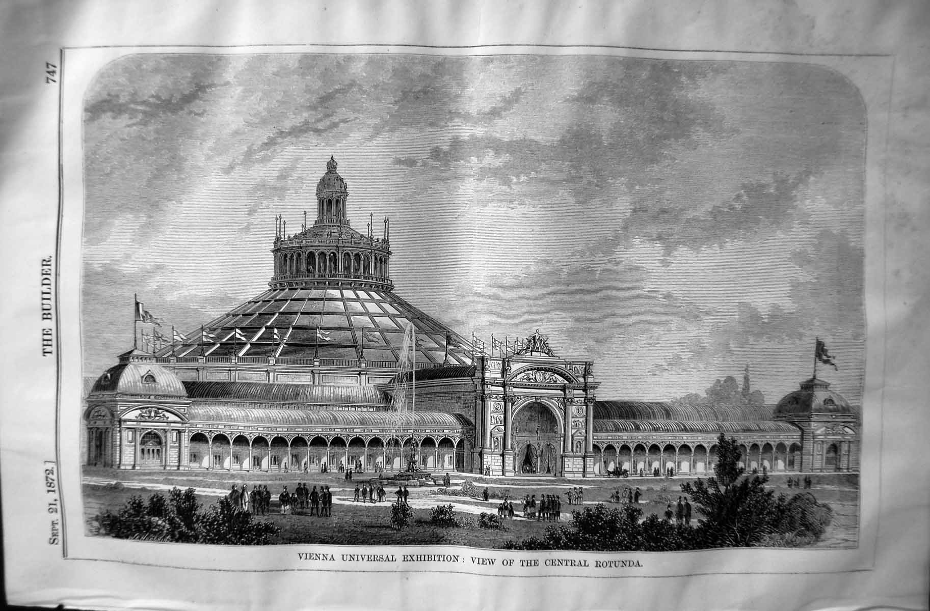 Old 1872 Builder Vienna Universal Exhibition Central Rotunda Architec Victorian