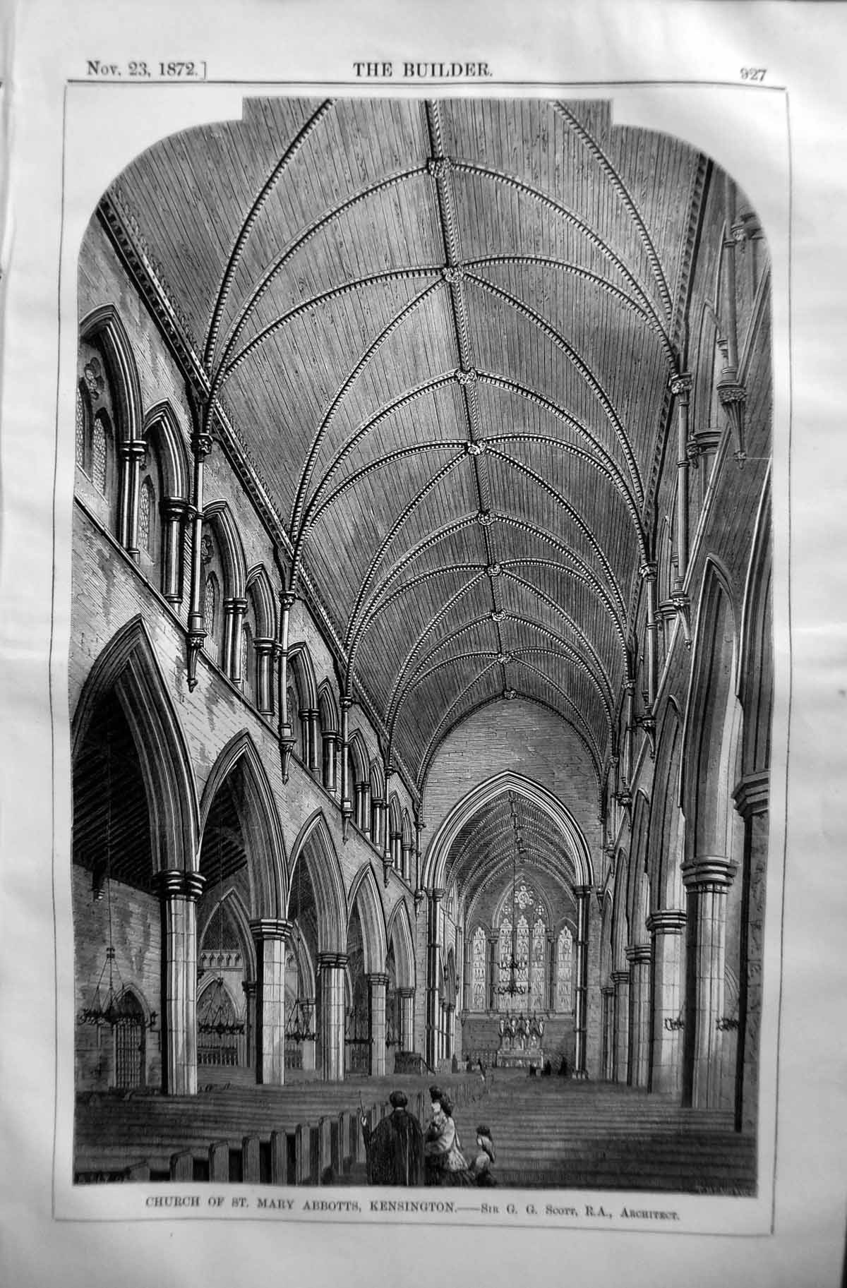 Old 1872 Builder Church St. Mary Abbotts Kensington Scott Architectur Victorian