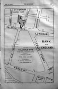Old 1872 Builder Plan Bank England Gresham Street Princes Marsh Aucti Victorian