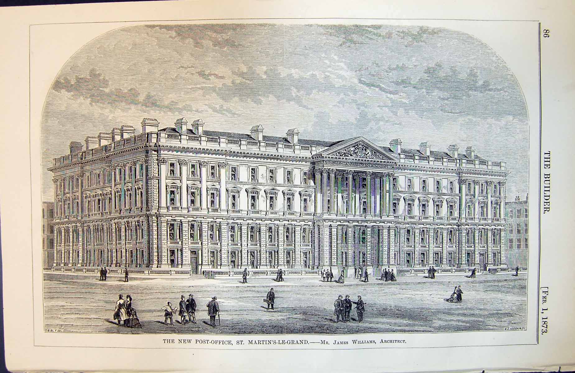 Old New Post Office St Martin'S-Le-Grand London Exterior J Williams 1873 19th