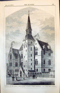 Antique Old Print Schools London School Board Blundell Street Islington 1873