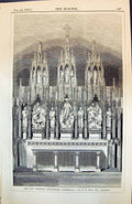 Antique Print New Reredos Gloucester Cathedral Sir G G Scott Architect 1873
